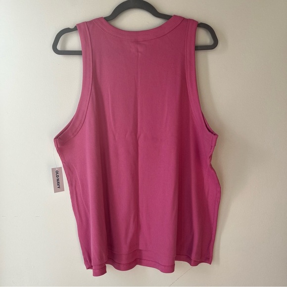 Old Navy Ribbed Tank Top Plus Size 3x Pink Sleeveless Scoop Neck Basic Stretchy - Picture 9 of 15